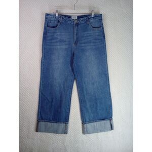 Gogo Jeans Women's 17/33 Wide Leg Cuffed Medium Wash High Rise Jeans